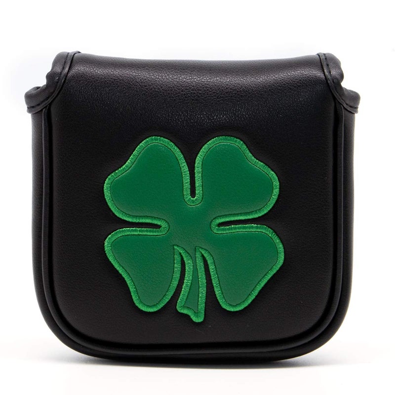 Barudan Golf Lucky Shamrock Heel Shaft Mallet Cover Square Mallet Putter Cover Headcover Magnetic for Scotty Cameron 6M DB Taylormade Spider S Ping (Black) - Image 4